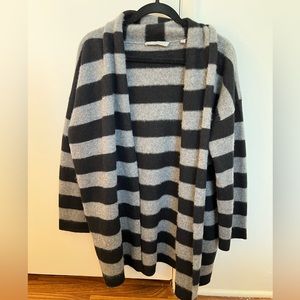 VINCE black and gray cashmere striped cardigan